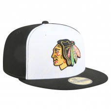 Бейсболка Chicago Blackhawks New Era White/Black Repeat Two-Tone 59FIFTY