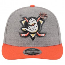 Бейсболка Anaheim Ducks New Era Gray/Black Wool Pin Low Profile 9FIFTY Snapback