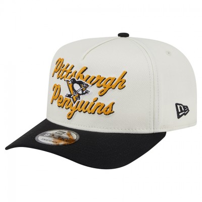 Бейсболка Pittsburgh Penguins New Era Cream/Black Chainstitch 9FIFTY A-Frame Snapback