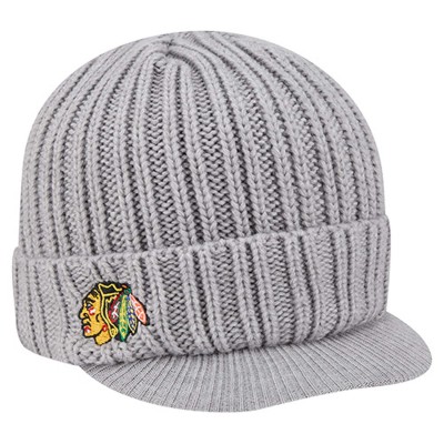 Шапка Chicago Blackhawks New Era Heather Gray Cuffed Knit with Visor