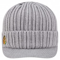 Шапка Chicago Blackhawks New Era Heather Gray Cuffed Knit with Visor Шапка Chicago Blackhawks New Era Heather Gray Cuffed Knit with Visor