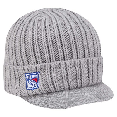 New York Rangers New Era Heather Gray Cuffed Knit Hat with Visor