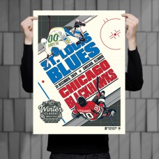 Chicago Blackhawks vs. St. Louis Blues Phenom Gallery 2025 Winter Classic 18 x 24 Deluxe Framed Serigraph