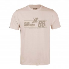 New Jersey Devils Jack Hughes Levelwear Khaki Richmond Mileage Name & Number T-Shirt