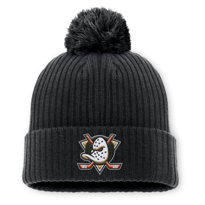 Шапка с помпоном Anaheim Ducks Fanatics Black Primary Logo