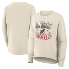 Женская свитшот New Jersey Devils Fanatics Cream Oversized Vintage Slice Pullover Женская свитшот New Jersey Devils Fanatics Cream Oversized Vintage Slice Pullover