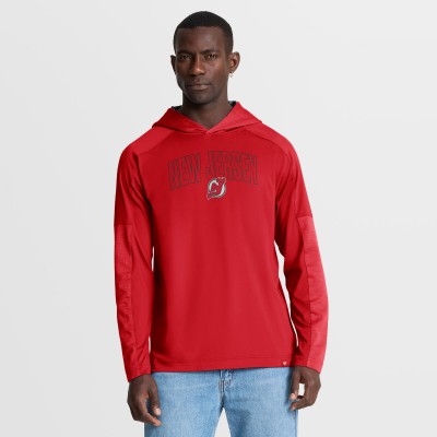 New Jersey Devils Fanatics Red Penalty Shot Long Sleeve Hoodie T-Shirt