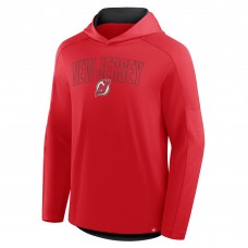 New Jersey Devils Fanatics Red Penalty Shot Long Sleeve Hoodie T-Shirt