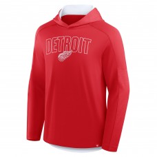 Detroit Red Wings Fanatics Red Penalty Shot Long Sleeve Hoodie T-Shirt