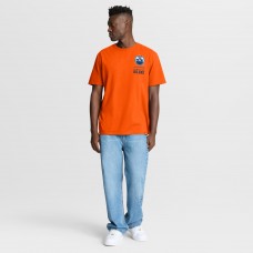 Edmonton Oilers Fanatics Orange Crash The Net Legacy T-Shirt Edmonton Oilers Fanatics Orange Crash The Net Legacy T-Shirt