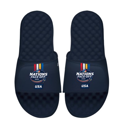 Шлепки USA ISlide Unisex 2025 4 Nations Face-Off Logo - Navy