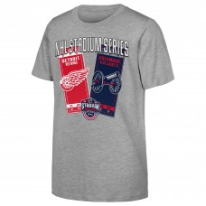 Подростковая Heather Gray 2025 NHL Stadium Series Columbus Blue Jackets vs. Detroit Red Wings Matchup T-Shirt