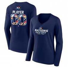 Футболка Fanatics Womens 2025 4 Nations Face-Off Pick-A-Player Long Sleeve V-Neck - Navy
