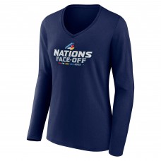 Футболка Fanatics Womens 2025 4 Nations Face-Off Pick-A-Player Long Sleeve V-Neck - Navy