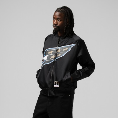 Unisex Washington Capitals Alexander Ovechkin Mitchell & Ness Black Maxxed Out Full-Zip Satin Jacket