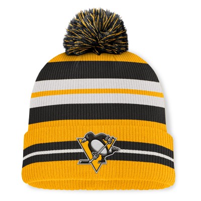 Шапка с помпоном Pittsburgh Penguins Fanatics Gold/Black Decades Collection