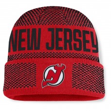 Шапка New Jersey Devils Fanatics Red/Black Fundamentals Shelter Cuffed Knit Шапка New Jersey Devils Fanatics Red/Black Fundamentals Shelter Cuffed Knit