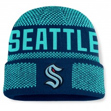 Seattle Kraken Fanatics Deep Sea Blue/Light Blue Fundamentals Shelter Cuffed Knit Hat