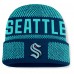 Seattle Kraken Fanatics Deep Sea Blue/Light Blue Fundamentals Shelter Cuffed Knit Hat