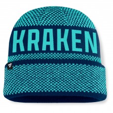 Seattle Kraken Fanatics Deep Sea Blue/Light Blue Fundamentals Shelter Cuffed Knit Hat