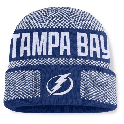 Tampa Bay Lightning Fanatics Blue/White Fundamentals Shelter Cuffed Knit Hat