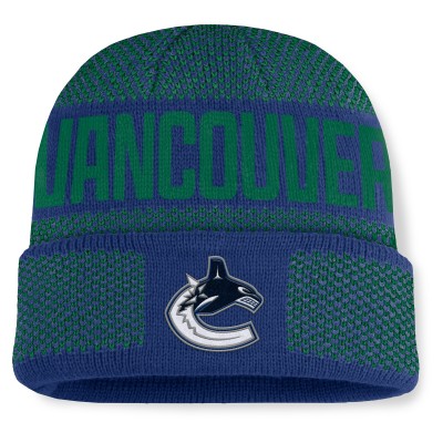Vancouver Canucks Fanatics Blue/Green Fundamentals Shelter Cuffed Knit Hat