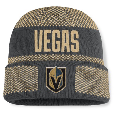 Шапка Vegas Golden Knights Fanatics Charcoal/Gold Fundamentals Shelter Cuffed Knit