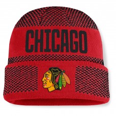 Шапка Chicago Blackhawks Fanatics Red/Black Fundamentals Shelter Cuffed Knit Шапка Chicago Blackhawks Fanatics Red/Black Fundamentals Shelter Cuffed Knit
