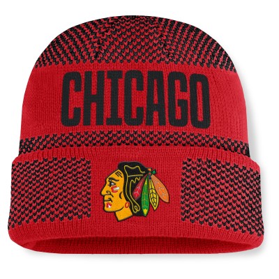 Шапка Chicago Blackhawks Fanatics Red/Black Fundamentals Shelter Cuffed Knit