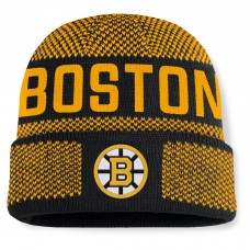 Шапка Boston Bruins Fanatics Black/Gold Fundamentals Shelter Cuffed Knit