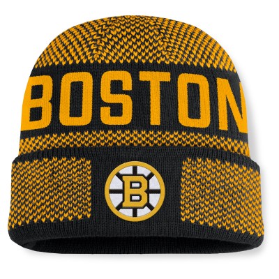 Шапка Boston Bruins Fanatics Black/Gold Fundamentals Shelter Cuffed Knit