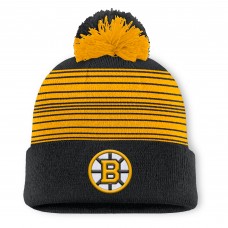 Boston Bruins Fanatics Black Fundamental Spirit Cuffed Pom Knit Hat