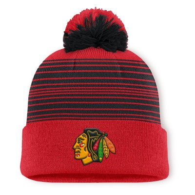 Шапка с помпоном Chicago Blackhawks Fanatics Red Fundamental Spirit Cuffed