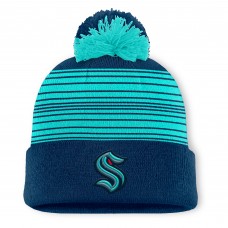 Seattle Kraken Fanatics Deep Sea Blue Fundamental Spirit Cuffed Pom Knit Hat
