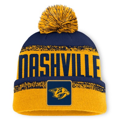 Шапка с помпоном Nashville Predators Fanatics Gold/Navy Fundamentals Thrive
