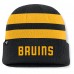 Boston Bruins Fanatics Black/Gold Fundamental Swipe Stripe Cuffed Knit Hat