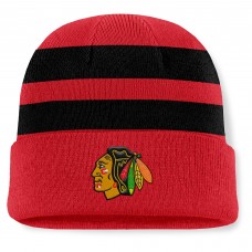 Шапка Chicago Blackhawks Fanatics Red/Black Fundamental Swipe Stripe Cuffed Knit