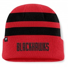 Шапка Chicago Blackhawks Fanatics Red/Black Fundamental Swipe Stripe Cuffed Knit