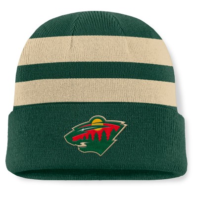 Шапка Minnesota Wild Fanatics Green/Cream Fundamental Swipe Stripe Cuffed Knit