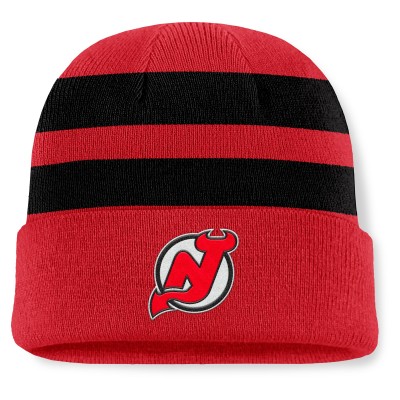 Шапка New Jersey Devils Fanatics Red/Black Fundamental Swipe Stripe Cuffed Knit
