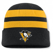 Шапка Pittsburgh Penguins Fanatics Black/Gold Fundamental Swipe Stripe Cuffed Knit