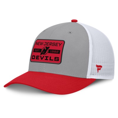 Бейсболка New Jersey Devils Fanatics Gray/Red Fundamental Adapt Trucker