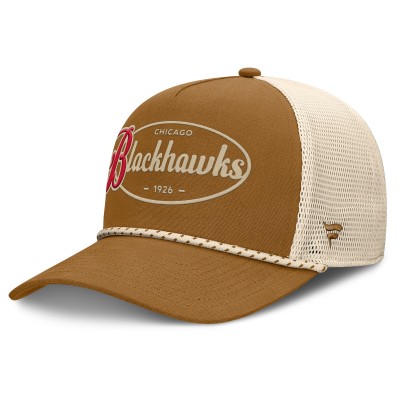 Бейсболка Chicago Blackhawks Fanatics Brown/Cream Heritage Fetch A-Frame Trucker