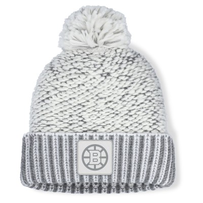 Шапка с помпоном WoBoston Bruins Fanatics White/Gray Fundamental Mist