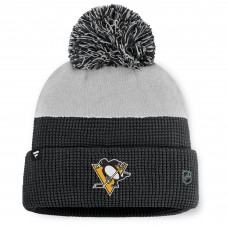 Шапка с помпоном Pittsburgh Penguins Fanatics Black/Gray Authentic Pro Home Ice