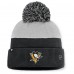 Шапка с помпоном Pittsburgh Penguins Fanatics Black/Gray Authentic Pro Home Ice