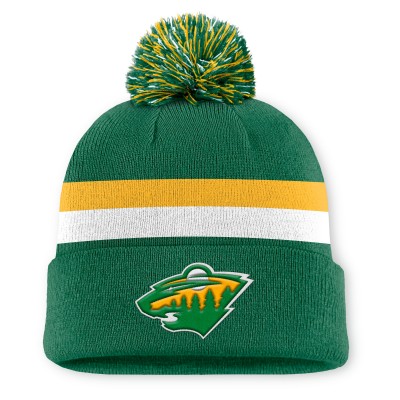 Шапка Minnesota Wild Fanatics Kelly Green Alternate Authentic Pro Cuffed Pom Knit