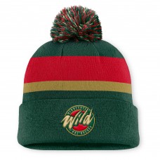 Шапка с помпоном Minnesota Wild Fanatics Green 25th Anniversary Alternate Authentic Pro Cuffed Knit