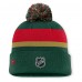 Шапка с помпоном Minnesota Wild Fanatics Green 25th Anniversary Alternate Authentic Pro Cuffed Knit