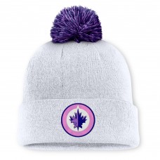 Шапка с помпоном Winnipeg Jets Fanatics White Authentic Pro Hockey Fights Cancer